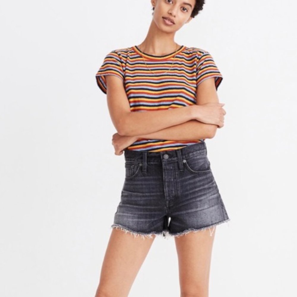 Madewell Relaxed Denim Raw Hem High Waisted Shorts